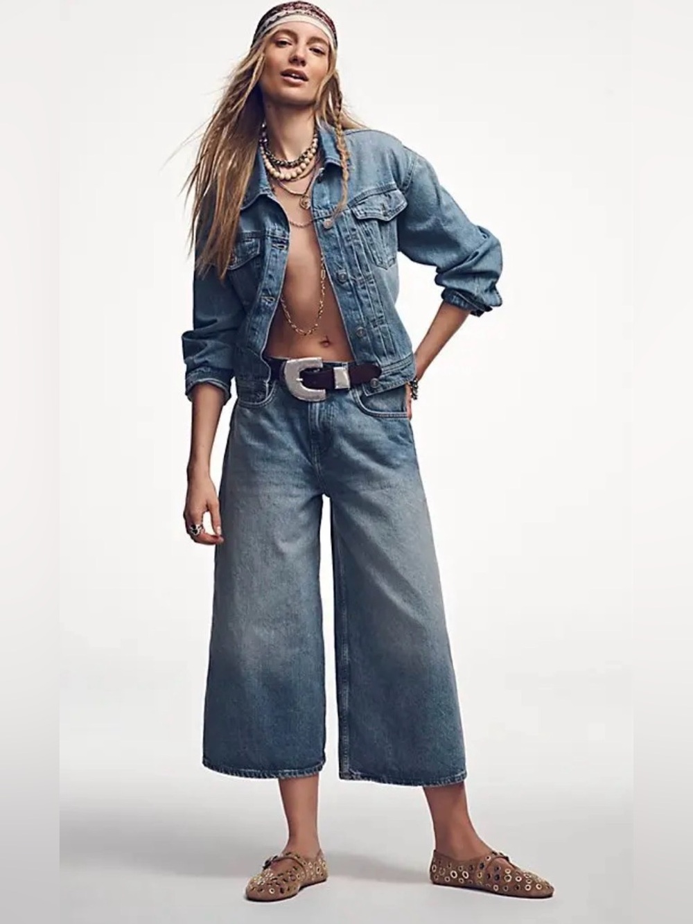 FREE PEOPLE x We The Free High Top Wide Crop Jeans size 26